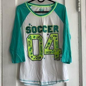 NWOT Justice Girls Green Soccer Jersey Tee Size 18